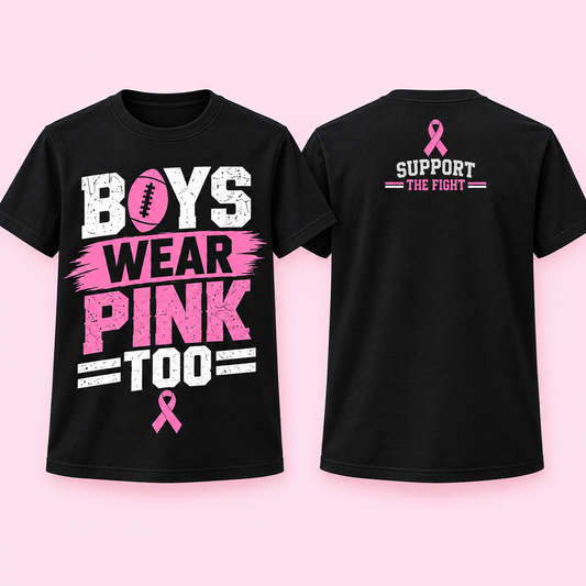 Boys Wear Pink Too Front & Back Youth T-Shirt