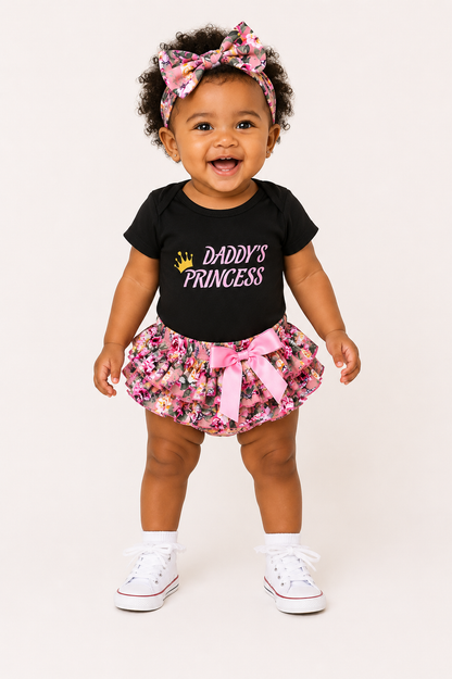 Daddy’s Princess Floral 3-Piece Baby Outfit Set