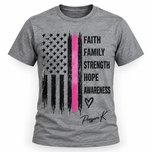 Faith Family Strength Hope Breast Cancer Awareness T-Shirt
