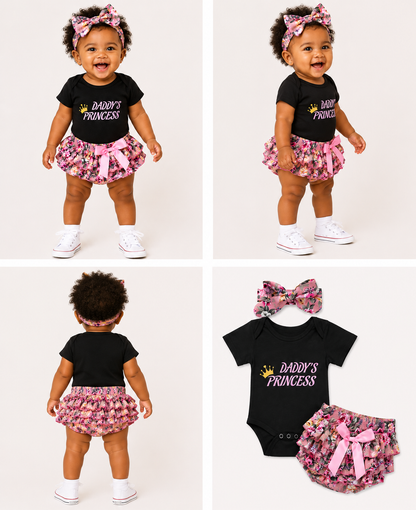 Daddy’s Princess Floral 3-Piece Baby Outfit Set
