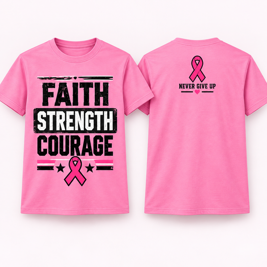 Faith Strength Courage Front & Back Youth T-Shirt