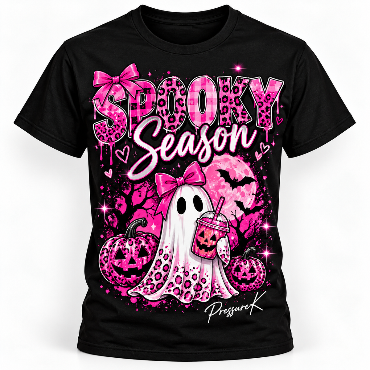 Spooky Season Pink Ghost Halloween T-Shirt