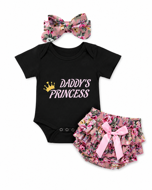 Daddy’s Princess Floral 3-Piece Baby Outfit Set