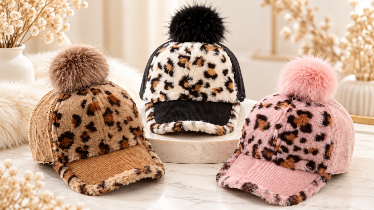 Leopard Pom-Pom Baseball Cap