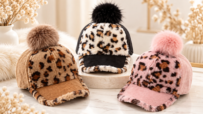 Leopard Pom-Pom Baseball Cap